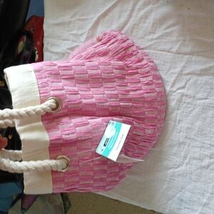 ASHLAND Round Tote Bag Pink, rope handles, nwt